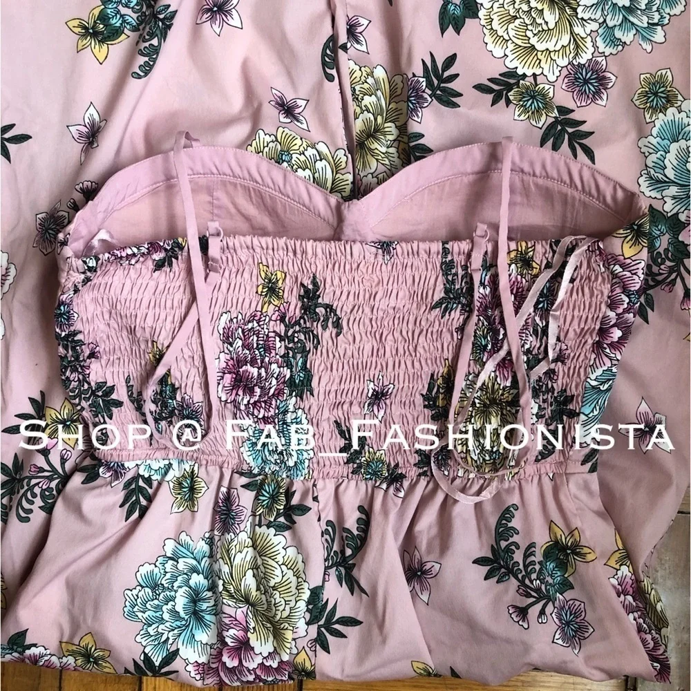 Moissanite Corset Bodice Wide Leg Jumpsuit Floral Size Medium